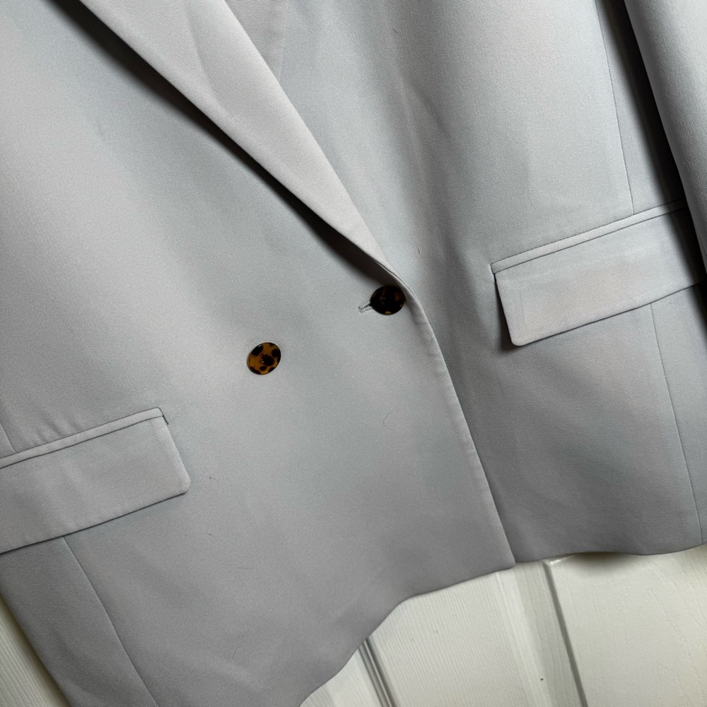 Lafayette 148 New York Gray Blazer Sz 12 Double Button Career Jacket Workwear - Picture 4 of 11